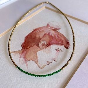 Delicate Gold and Green Beaded Necklace